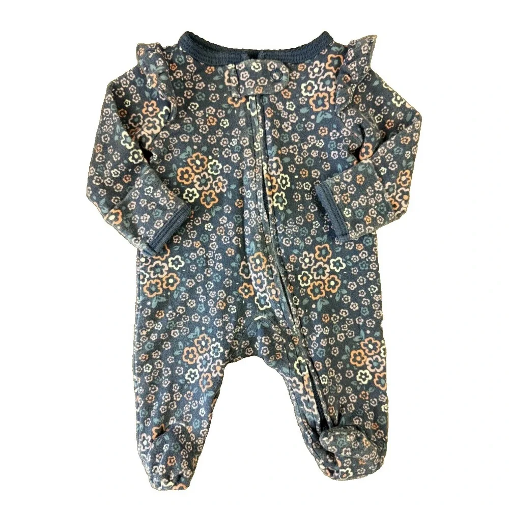 Carters Baby Girl Preemie Sleeper Outfit Zips‎ Reborn Doll Clothes Floral Ruffle